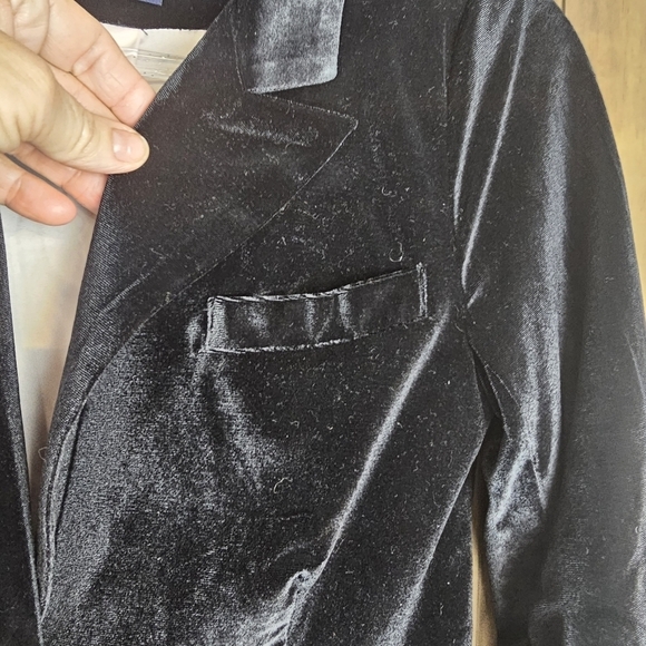 MODCLOTH Fine And Sandy Black Velvet Rouched 3/4 Sleeve Blazer Jacket Size XS - Picture 10 of 15